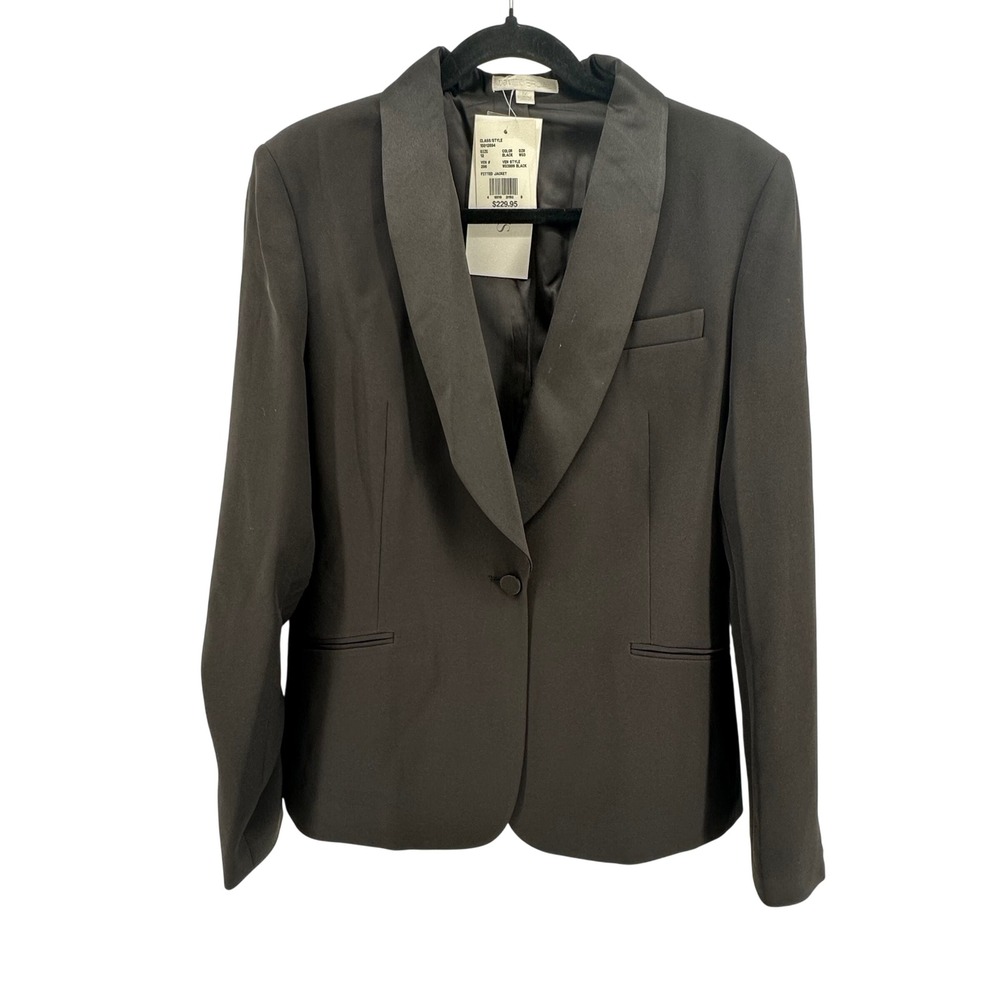 David's Bridal Fitted Tuxedo Jacket Women 12 Black Formal Hoco Homecoming